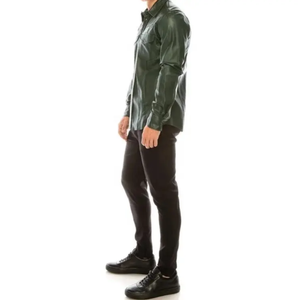 All Sizes New Arrival Customized High Quality Eco-Friendly Breathable <b>Men</b> Leather <b>Shirts</b>-Stand Collar Casual Style Professional - Product Image 4