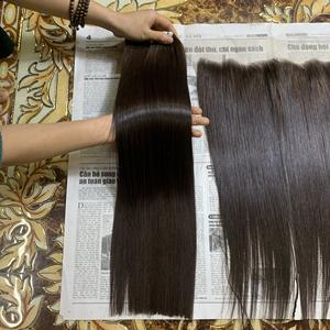 For Genius Weft Customized Human Hair Extensions Cheap Vietnamese Raw Bone Straight Hair with <b>Lace</b> <b>Closure</b> Frontal Direct Vendor - Product Image 6
