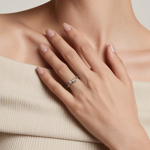 Bague Jeulia pour femme, à double cœur, avec ruban bicolore et zircon, pour anniversaire - Product Image 5