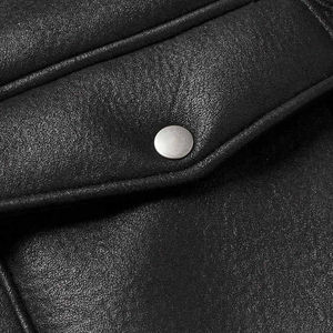 Veste en fourrure classique pour homme, style motard, imperméable, col à capuche, légère, décontractée, en cuir véritable, état neuf, pour homme - Product Image 2