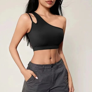 Sujetador deportivo sin costuras de alto rendimiento para mujer, de un hombro diseño corto, cómodo, de alto soporte, ligero, transpirable - Product Image 5