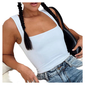 Venta al por mayor de las mujeres personalizadas de punto camisetas sin mangas de algodón Casual verano Streetwear OEM/ODM fábrica de tallas grandes disponibles - Product Image 2