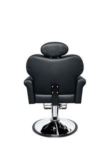 Chaise de barbier industrielle vintage en similicuir noir avec base ronde hydraulique, mobilier de salon de coiffure - Product Image 4