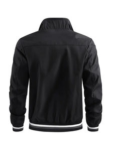 Chaqueta universitaria Letterman de lana de secado rápido para hombre personalizada de lona negra a prueba de agua de Boomletcorp - Product Image 2