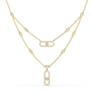Collares con colgante de oro amarillo de 10K para mujer, 2 cadenas móviles, diseño de piedra CZ para mujer, fabricante de alta calidad de Vietnam - Product Image 5