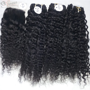 Raw indio recto rizado 100% Remy extensiones de cabello humano - Product Image 5