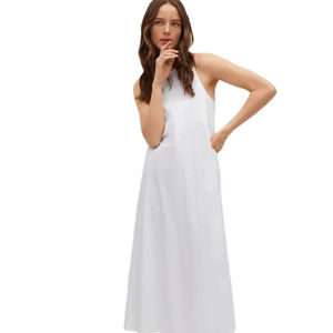 ชุดเดรสผ้าฝ้ายทอทรงหลวมยาวคลุมเข่า แขนกุด สไตล์เรียบหรู ดูดี เป็นมิตรต่อสิ่งแวดล้อม ซักได้ สำหรับผู้หญิง - Product Image 1