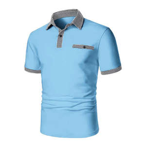 Venta al por mayor de algodón de diseño personalizado de manga corta con estilo para la camisa de polo tela duradera anti-pilling sólido teñido liso para la exportación - Product Image 5