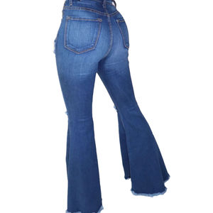 Pantalones vaqueros desgastados para mujer de nuevo estilo, pantalones pitillo de cintura media con decoración de botones, pantalones de camionero GF informales de talla grande - Product Image 4