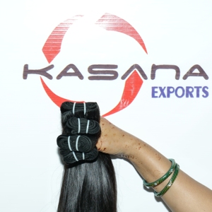 ผมแท้จากอินเดีย 100% แบบ Remy  ลอนลึก  ตรงแบบ Kinky  จัดเรียงเกล็ดผม  สีดำธรรมชาติ  สำหรับผู้หญิง - Product Image 3