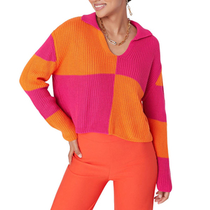 Suéter de la mejor calidad para mujer Otoño Invierno Color diferente mujer cuello en V suéteres al por mayor suéteres de mujer tarifa al por mayor - Product Image 6