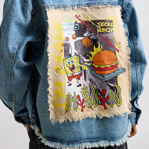 High Street hommes Double boutonnage Denim vestes couleur unie confortable de haute qualité vêtements d'hiver Logo personnalisé impression avant - Product Image 2