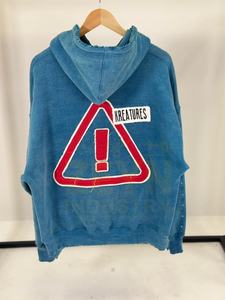 Sweat à capuche imprimé de style vintage pour hommes de haute qualité en coton lourd avec strass personnalisé sweats à capuche lavés à l'acide - Product Image 3