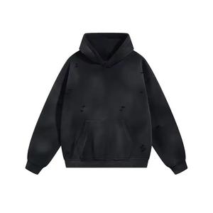 Sudadera con Capucha Personalizada de Estilo Retro, Gruesa, de 420 g, Desgastada y Rasgada para Hombre, Corte Americano de Alta Gama, Abrigo de Invierno para Parejas - Product Image 4