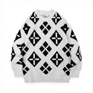 Pulls chauds en tricot pour hommes avec décoration de logo personnalisé automne hiver mode tricotée en gros de haute qualité sur mesure - Product Image 2