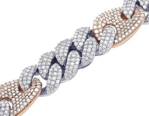 Diamante de moissanita redondo de alta calidad en plata de ley S925 Cadena de eslabones cubanos chapada en dos tonos para hombres - Product Image 3