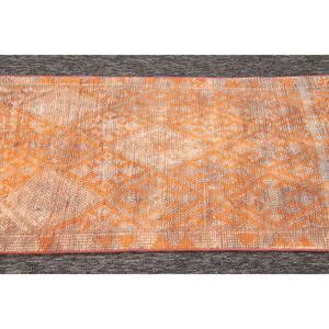 พรมวินเทจขนาดเล็ก 2.3x11.9 ฟุต พรมลายเรขาคณิตสีส้มสไตล์ตุรกี Herki - Product Image 5