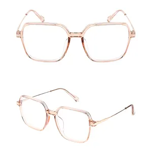New Stock Fashion Women TR Stainless Steel Clear Transparent Frames Anti Blue Light Blocking Eyeglasses Glasses
