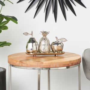 Plateau décoratif rond en argent élégant avec un design circulaire unique idéal pour exposer des bouteilles et améliorer la décoration intérieure - Product Image 4