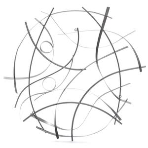 Sculpture d'art mural de portrait abstrait en métal argenté moderne avec impression numérique de rubans métalliques incurvés faits à la main - Product Image 3