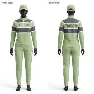 Survêtement d'entraînement de rugby pour femmes en polaire polyester GSM Premium vert olive avec empiècements aux épaules, broderie personnalisée et logo thermocollé - Product Image 3