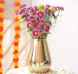 Nouvelle arrivée de vase à fleurs en métal, cuivre et laiton fini antique fournisseur dernier pot de fleurs en métal en gros de l'Inde - Product Image 4