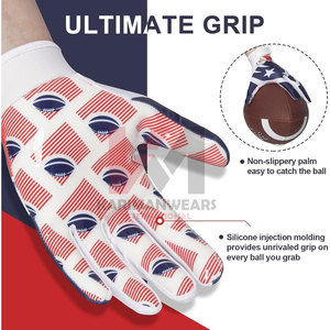 Gants de football américain personnalisés pour jeunes et adultes avec poignée en silicone supérieure et rembourrage confortable Gants de football américain - Product Image 2