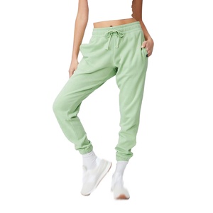 Pantalon de survêtement 100% coton personnalisé pour femmes pantalon de jogging confortable de couleur unie avec décoration en dentelle vente chaude pour une utilisation en salle de sport - Product Image 2