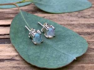 Nouvelle collection de boucles d'oreilles fines en argent sterling 925 avec opale ovale, tendance, minimalistes, pour femmes, cadeau - Product Image 2