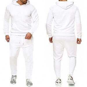 Survêtements d'hiver pour hommes, décontractés, sportifs, à capuche, lourds, impression numérique personnalisée, respirants, couleur unie, jogging en gros - Product Image 2