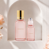 Flacon roll-on en verre rose 30 ml : Flacon roll-on élégant de luxe pour huiles essentielles et parfums, vente en gros sous marque privée