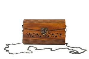 Boîte en bois naturel pochettes pour femmes soirée utilisation mode exportation inde - Product Image 5