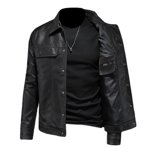 ผู้ผลิตผลิตเสื้อแจ็คเก็ตแฟชั่นคุณภาพสูง ดีไซน์ทันสมัยสำหรับผู้ชาย เสื้อแจ็คเก็ตหนังแกะแบบคอปกพับได้ตามสั่ง - Product Image 3