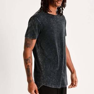 T-shirts pour hommes au design tendance, lavage à l'acide, 100% coton, couleur unie, respirant, vêtements de mode pour adultes avec logo personnalisé - Product Image 1