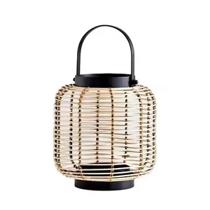 Rattan Weaving Storm Lantern Bamboo Wicker Woven <b>Candle</b> <b>Holder</b> With Handle <b>Outdoor</b> Indoor Wooden <b>Candle</b> Lantern for Home Decor - Product Image 1