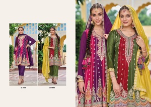 Nueva última venta al por mayor de seda Premium con bordado trabajo Kurti con pantalón con bordado trabajo Duppatta - Product Image 2