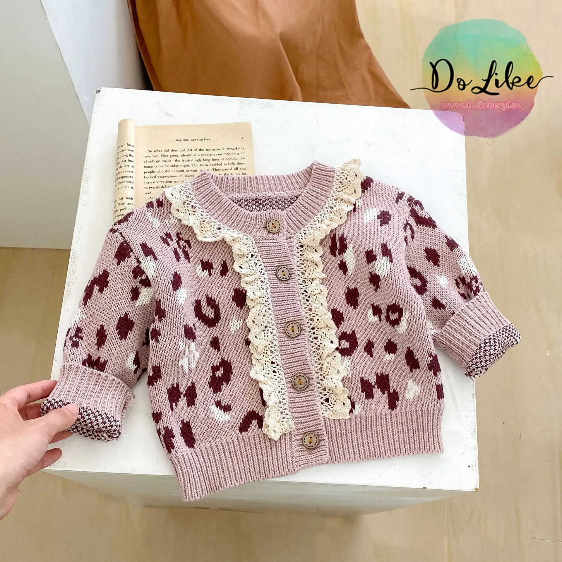 Leopard baby knit sweaters soft cotton clothes single breasted 2024 baby autumn winter coats