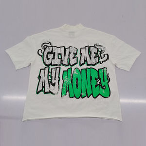 T-shirt OEM personnalisé de luxe à col rond, coupe oversize, effet vieilli, imprimé DTG, coupe carrée, graphique, 100% coton, manches courtes, streetwear - Product Image 2