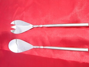 Hot Vantage Juego de servidores de ensalada de acero inoxidable Juego de cucharas de acero inoxidable Juego de servidores de ensalada de diseño simple niquelado pulido brillante - Product Image 2