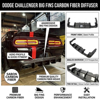Diffuseur à grandes ailettes de qualité supérieure en fibre de carbone, lèvre de pare-chocs arrière, kit carrosserie pour Dodge Challenger 2013 et plus
