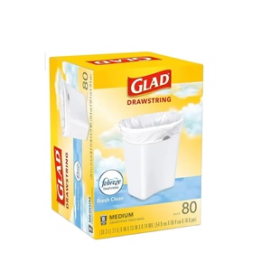 Glad Medium Kitchen Bolsas de basura con cordón Bolsa de basura blanca de 8 galones, aroma limpio fresco, 80 unidades - Product Image 1