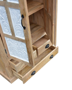 Indian Solid Mango Wood Handmade Modular <b>Wardrobe</b> with Traditional Design Adjustable <b>Shelves</b> and Large Capacity Storage - Product Image 2