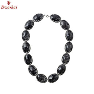 สร้อยคอ925สเตอร์ลิงสำหรับทุกเพศสไตล์คลาสสิกสร้อยคอรูปไข่ห่วงโซ่เครื่องประดับจี้แลบราโดไรต์แฟชั่น - Product Image 2