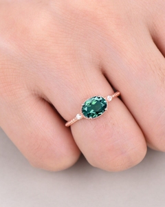 Cambio de color Alejandrita Piedra preciosa Lujo Nuevo diseño Oro sólido Anillos de joyería fina con anillo de diamantes reales - Product Image 5