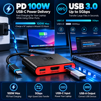 Adaptateur Hub USB-C 3-en-1 4K 60Hz PD100W USB 3.0 Type-C Station d'accueil pour ordinateur portable tablette