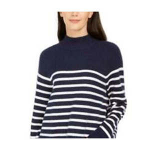 Maglione da Donna Charter Club Vintage Casual a Righe con Collo Alto, Traspirante, Lavorato a Maglia, Morbido, Blu, per Autunno Inverno, Taglia X-Large - Product Image 2