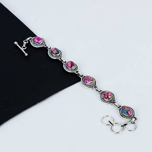 Bracelet à breloques vintage en pierre précieuse turquoise Dahila de Kingman, fait main, en argent sterling 925, certifié par un tiers, Thanksgiving - Product Image 1