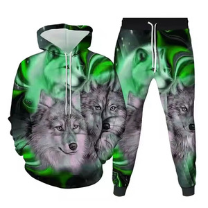 Survêtement de conception de sublimation loup surdimensionné personnalisé pour hommes survêtement de jogging en polyester survêtement de course à pied pull - Product Image 5