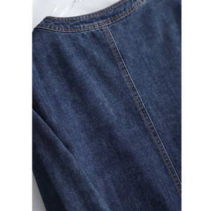 Chaqueta Vaquera Azul Oscuro para Mujer, Tejida en Algodón Ecológico, Estilo Casual Holgado, Estilo Urbano con Rayas a Precios Económicos - Product Image 6