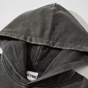 Nouveau sweat à capuche zippé en molleton épais 500 g/m² pour homme, coupe droite, effet vieilli délavé et brodé, 100 % coton, effet soleil éclairé, vente en gros - Product Image 3